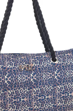 Borsa mare blu con stampa animalier e manici corda Basile BA23632