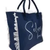 Borsa mare blu in tessuto con frange Selun beach 261008