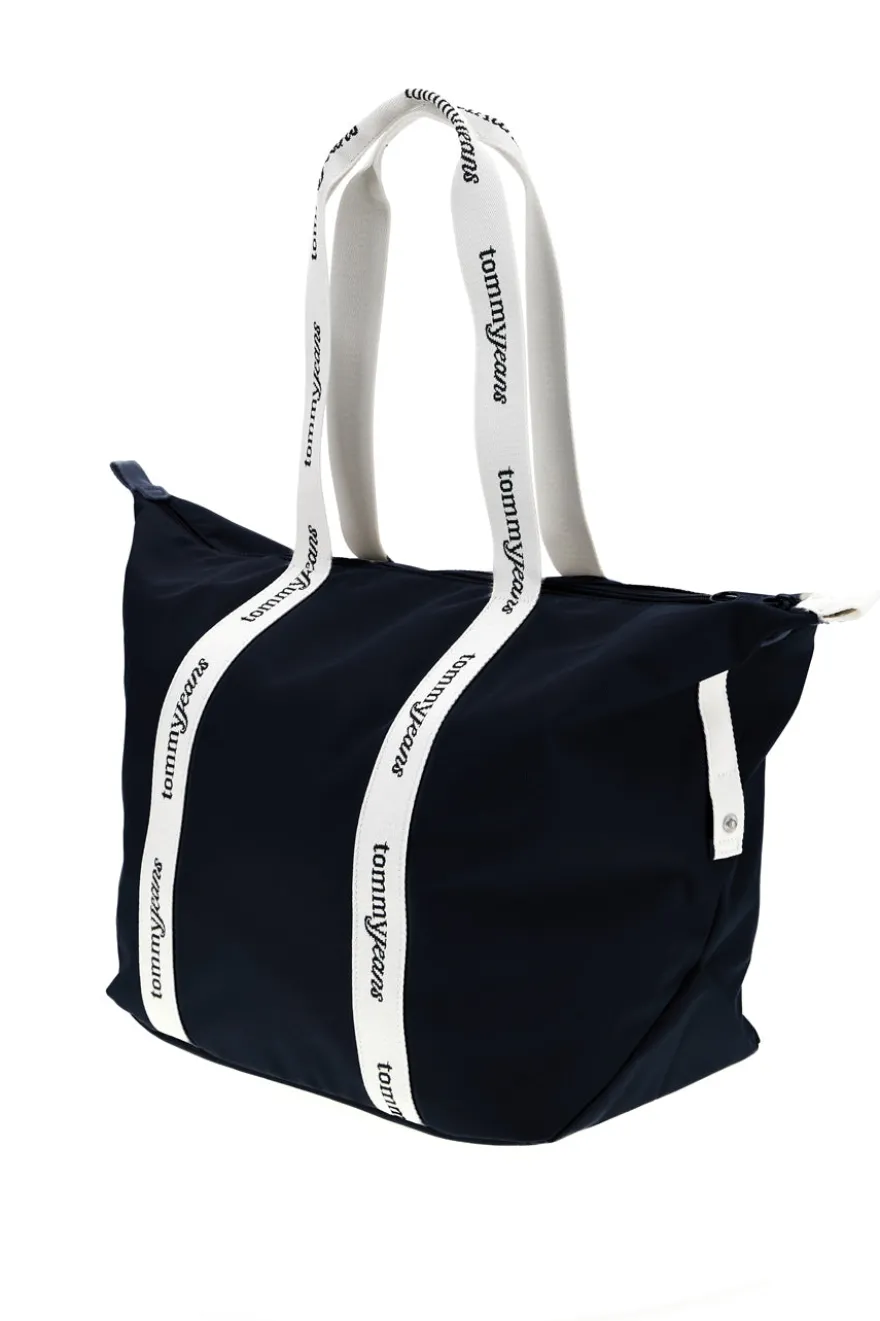 Borsa Mare Blu in Tessuto con Manici con Logo Tommy Jeans 18461