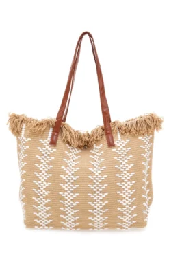 Borsa Mare con Frange Beige First Lady Y004