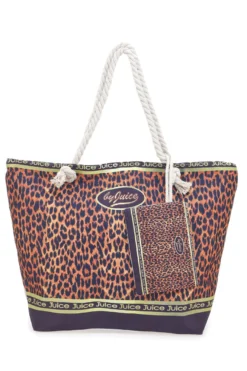 Borsa mare leopardata con manici corda Juice ITACA