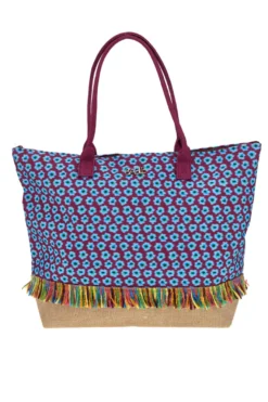 Borsa mare multicolore con frange Basile BA22217