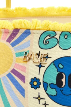 Borsa mare multicolore con frange Basile BA23721