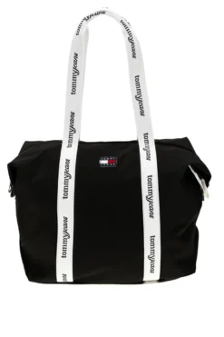 Borsa Mare Nera in Tessuto con Manici con Logo Tommy Jeans 18461