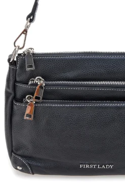Borsa nera con manico corto e tracolla inclusi First Lady SL 18852