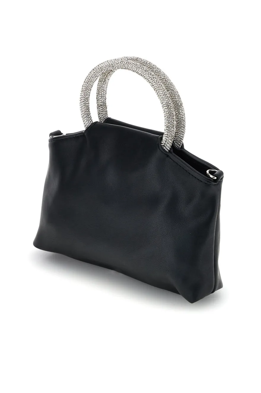 Borsa nera con manico gioiello Nbg SERA/1281