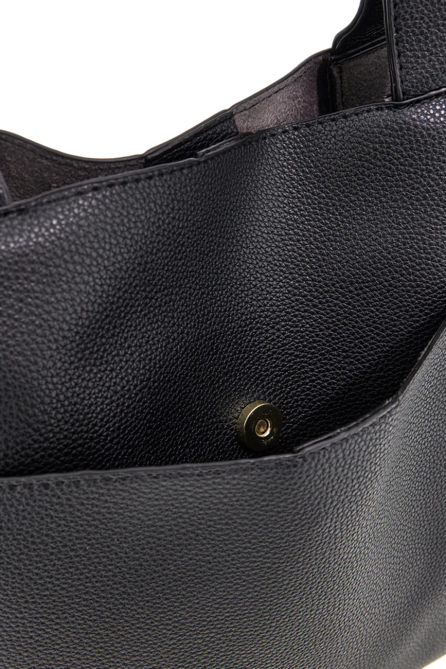 Borsa nera con patta e manici Prima riga BAGPITT002-B
