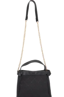 Borsa nera con tracolla con catenella Lancetti Seyla