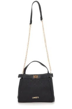 Borsa nera con tracolla con catenella Lancetti Seyla