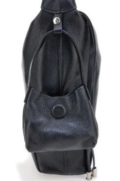 Borsa nera in vera pelle con tracolla e borsellino incluso First Lady SL 8801