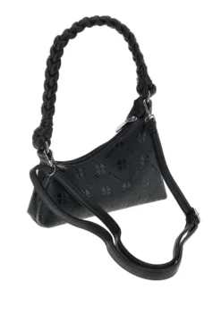 Borsa nera traforata manico intrecciato Me & me L4743