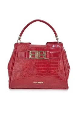 Borsa rossa effetto coccodrillo con manico rigido Laura Biagiotti LB25W-262-1