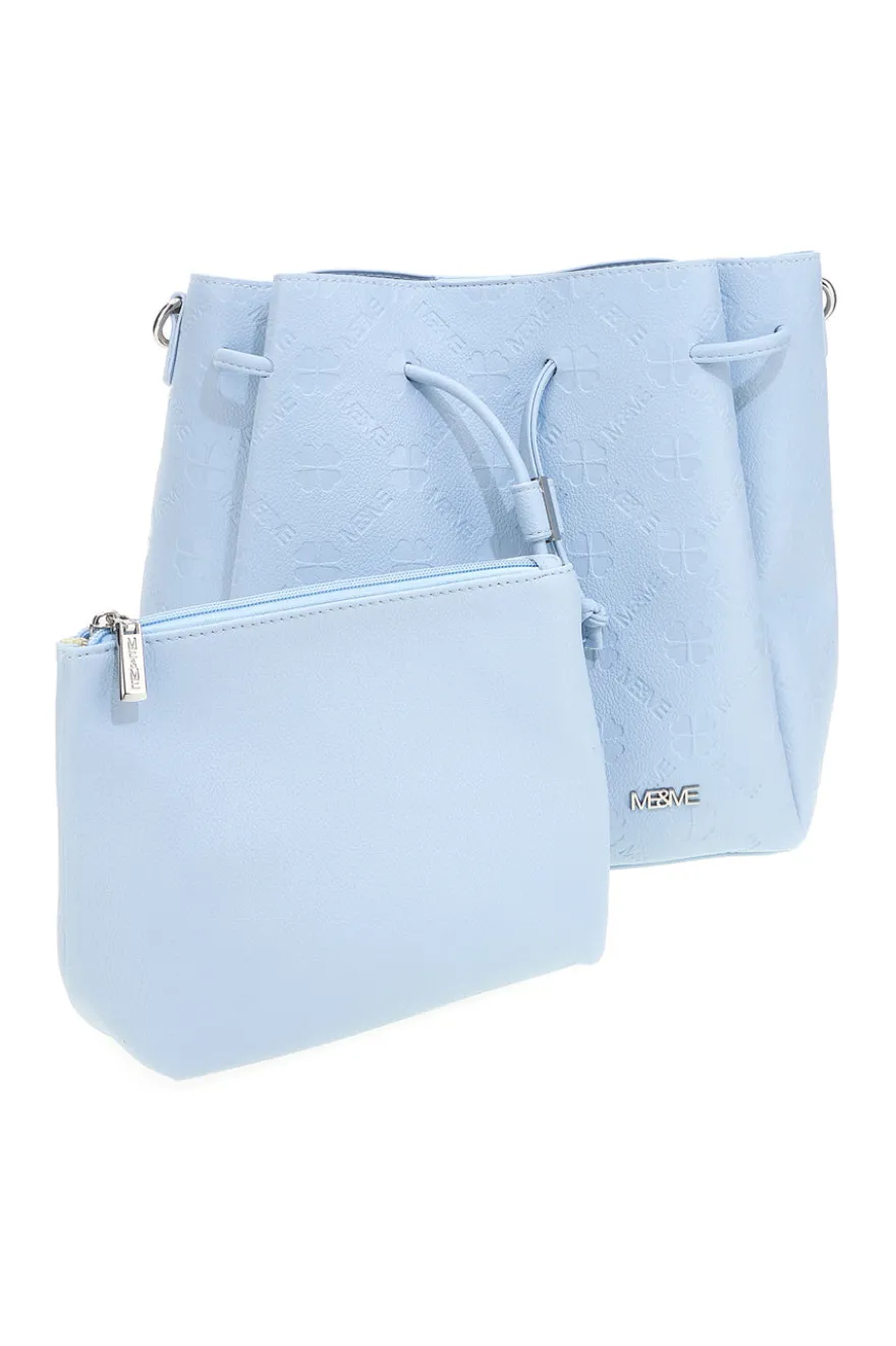 Borsa secchiello azzurro con tracolla e pochette Me & me L2526
