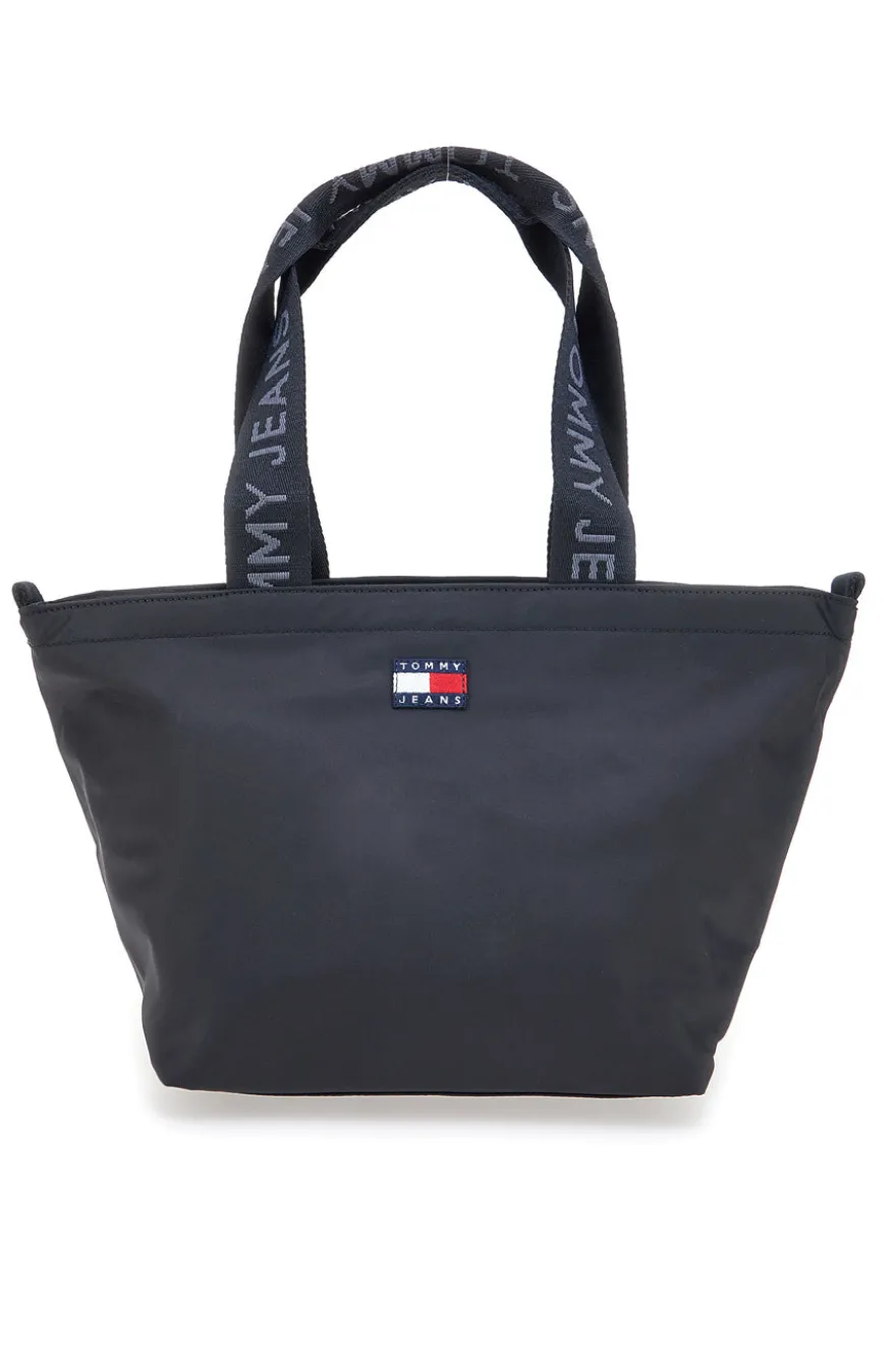 Borsa shopper mini nera in tessuto con manici logati Tommy Jeans Daily Mini Tote