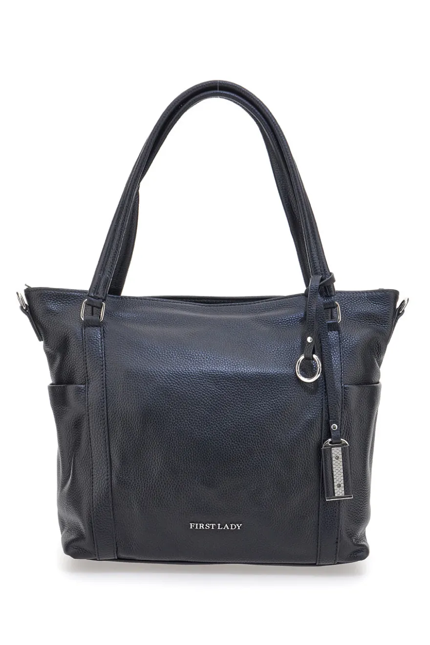 Borsa shopper nera con manici e tracolla inclusa First Lady SL 8251