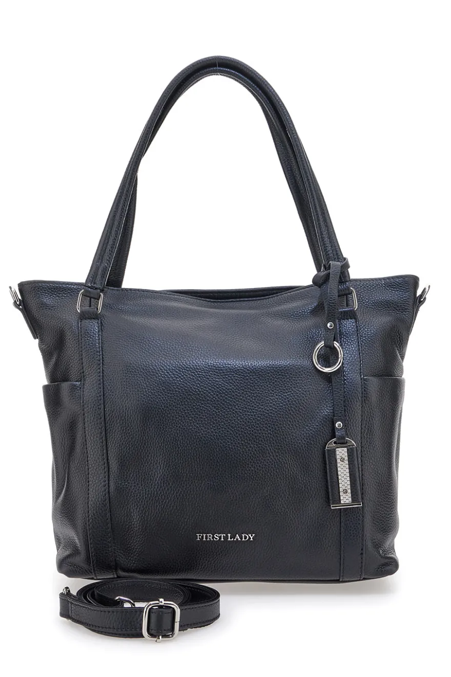 Borsa shopper nera con manici e tracolla inclusa First Lady SL 8251