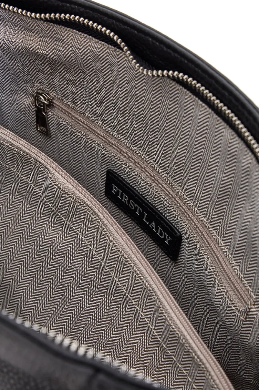 Borsa shopper nera con manici e tracolla inclusa First Lady SL 8251