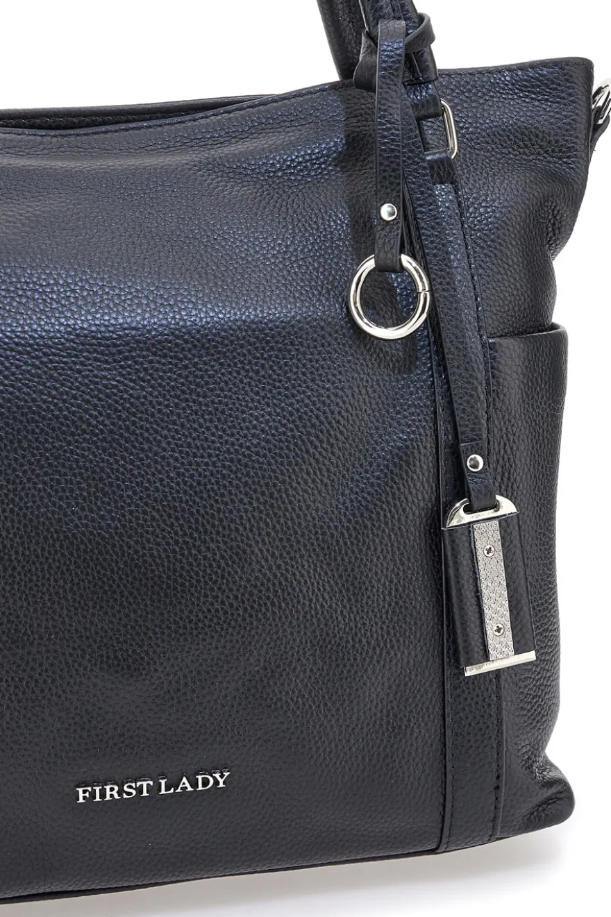 Borsa shopper nera con manici e tracolla inclusa First Lady SL 8251