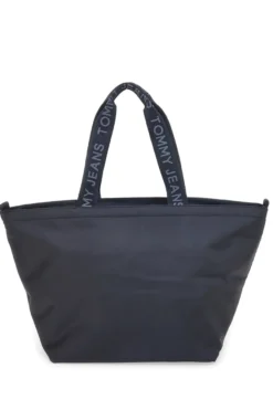 Borsa shopper nero in tessuto con manici logati Tommy Jeans Daily Tote