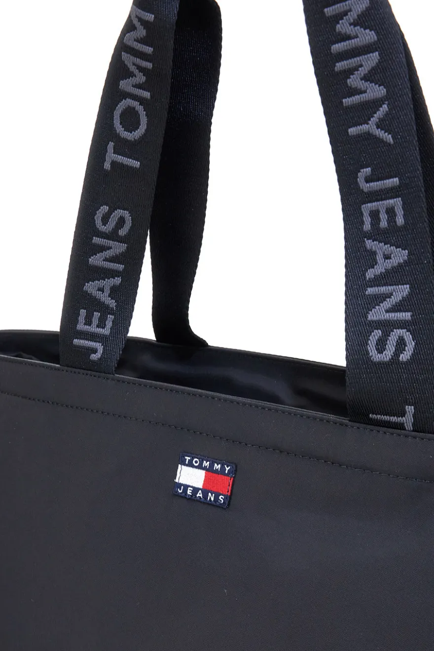 Borsa shopper nero in tessuto con manici logati Tommy Jeans Daily Tote