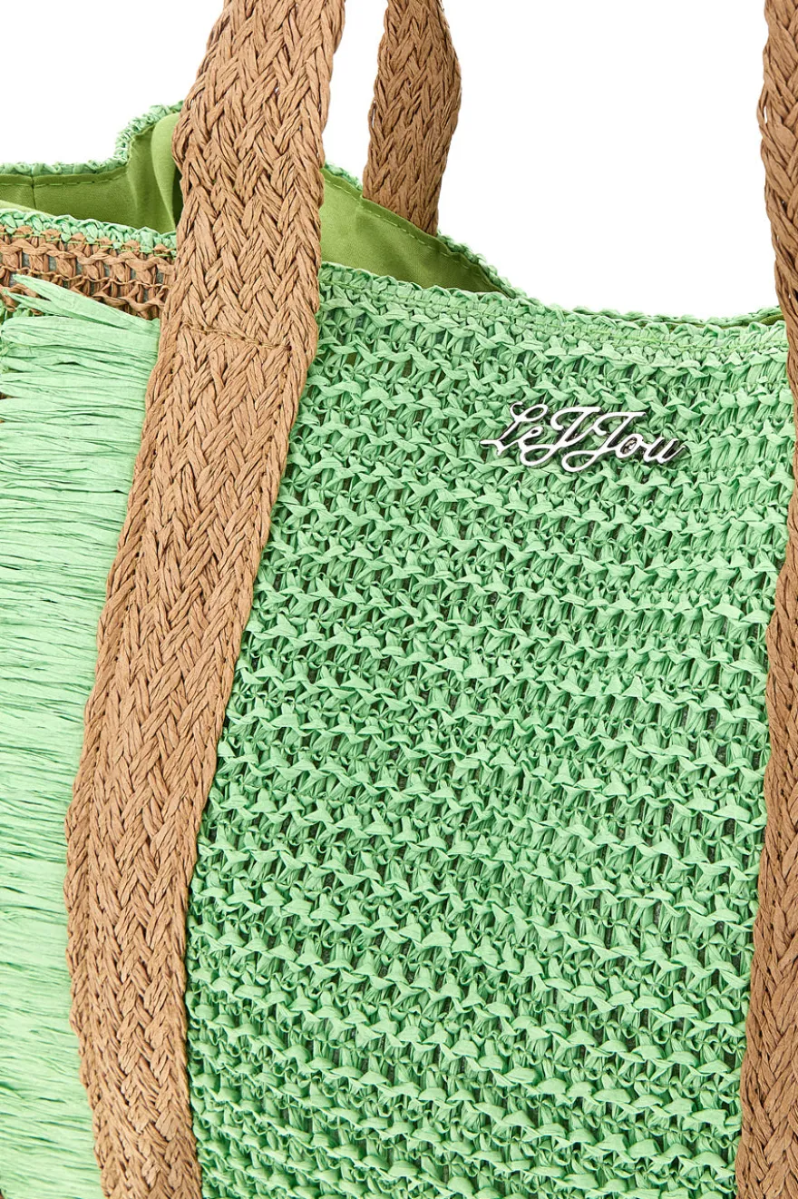 Borsa verde intrecciata con frange Lejjou JJ90531