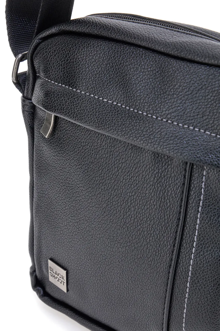Borsello nero con tasche frontali Black Shoot BS522-1