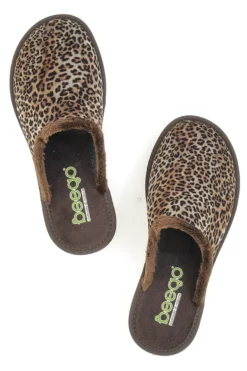 Braune Animalier-Hausschuhe Beego 6332