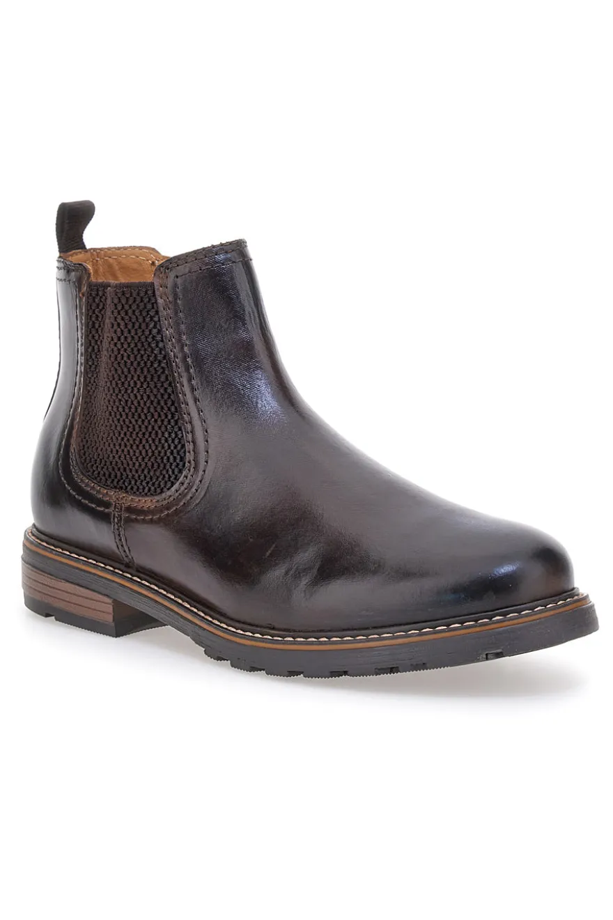 Braune Chelsea-Boots mit Reißverschluss und elastischen Einsätzen, Andrea Bruni LK02