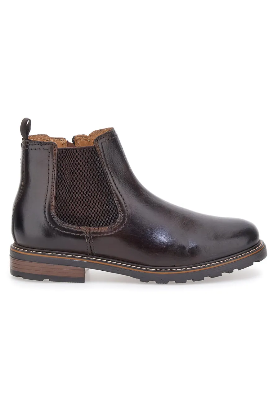 Braune Chelsea-Boots mit Reißverschluss und elastischen Einsätzen, Andrea Bruni LK02