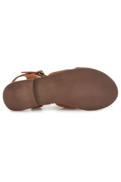Braune Echtleder-Sandalen mit ovalen Metall-Accessoires im Pittarello-Look IF10328