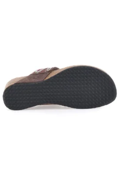 Braune Flip Flops mit Plateau und farbigen Steinen FIRST ROW 12602