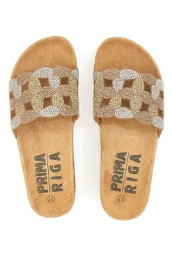 Braune Slipper mit verziertem Band PRIMA RIGA 14224