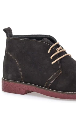 Braune Stiefeletten aus echtem Leder mit burgunderfarbener Sohle Pittarello 322