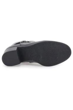 Cafe' Cost 240562 schwarze Stiefeletten mit breitem Absatz und dekorativem Riemen