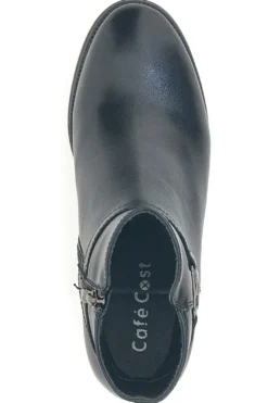 Cafe' Cost 240562 schwarze Stiefeletten mit breitem Absatz und dekorativem Riemen