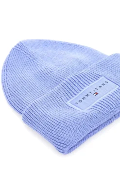Cappello beanie lilla in maglia con logo Tommy Jeans Linear Beanie