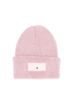 Cappello beanie rosa in maglia con logo Tommy Jeans Linear Beanie