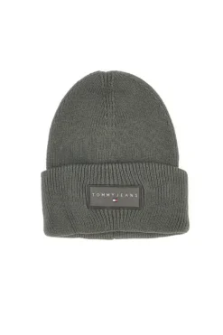 Cappello beanie verde in maglia con logo Tommy Jeans Linear Beanie