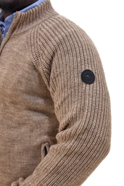Cardigan beige con zip in misto lana No Limits MAJU021W25