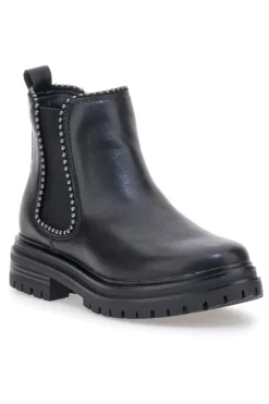 Chelsea boots neri con elastico laterale e borchie Cafe' Cost 200135
