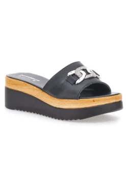 Ciabatta Nera con Fascia in Pelle e Platform Effetto Sughero PITTARELLO LOVE 34567409