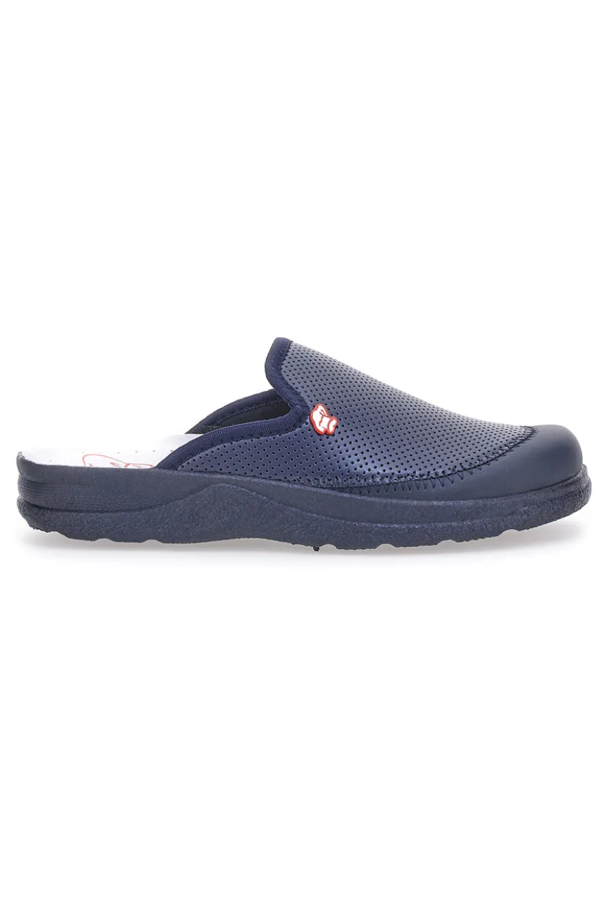 Ciabattate da lavoro Mr Chef 653 Blu Vera Pelle