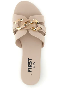 Ciabatte beige con catena decorativa The first chic PREA1320