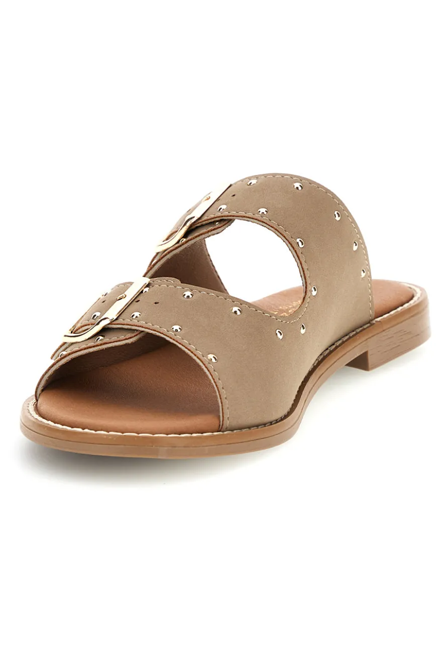 Ciabatte beige con doppia fibbia Plocadi CHMAT
