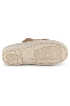 Ciabatte beige con fasce incrociate, inserti animalier e soletta estraibile Prima riga 1401