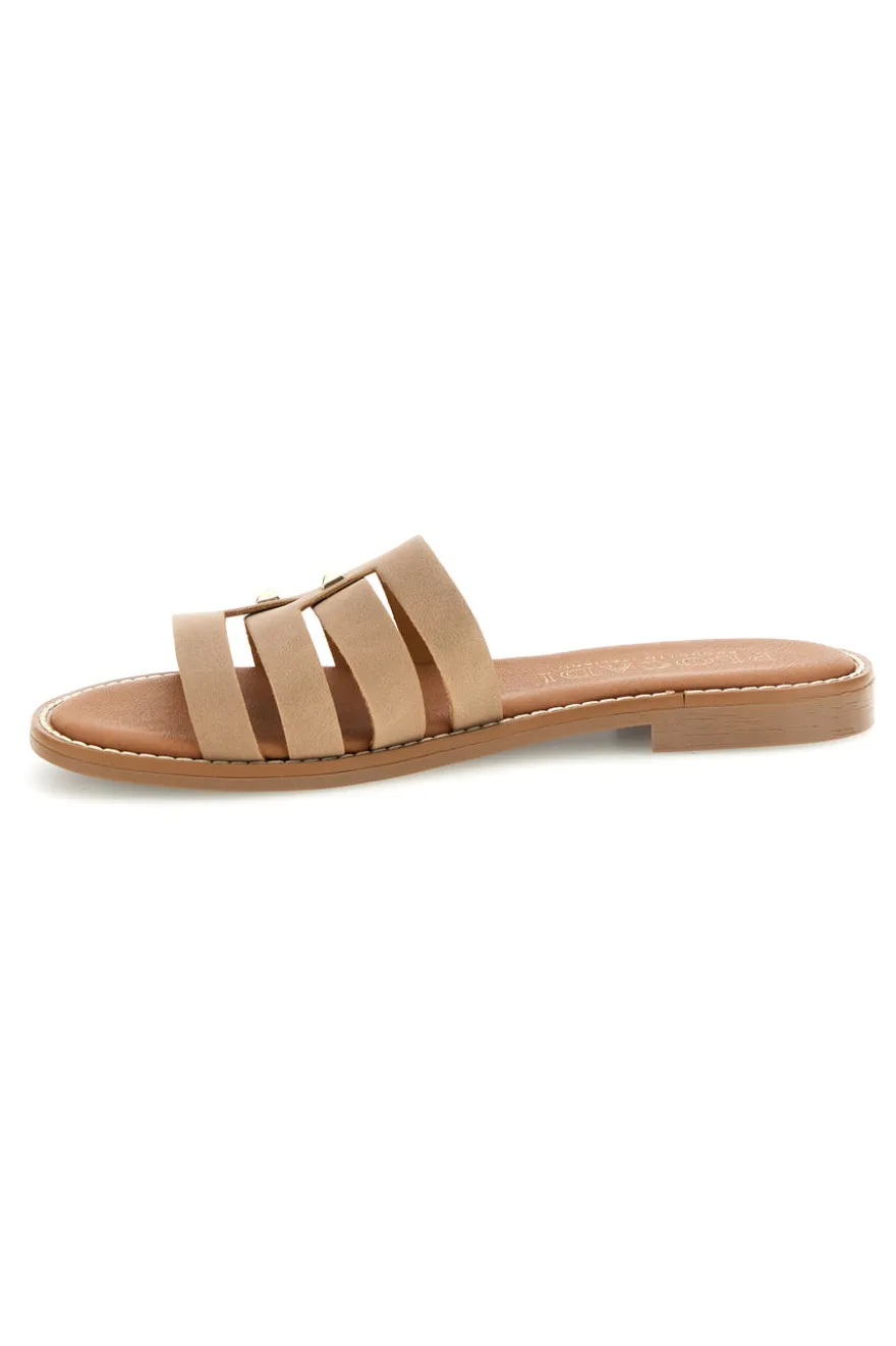 Ciabatte beige con fasce sagomate Plocadi MAT0