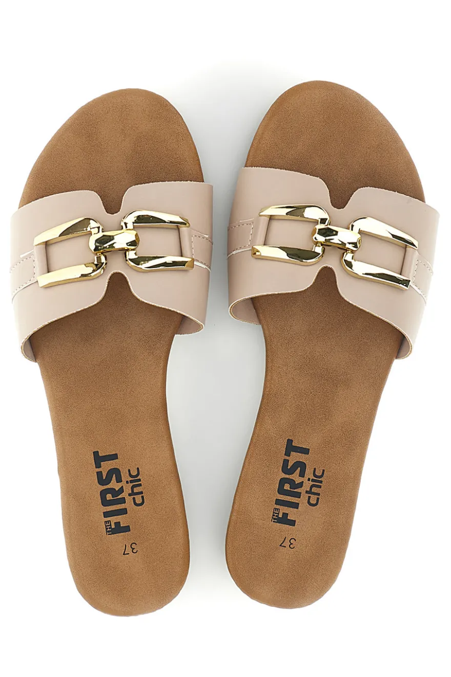 Ciabatte beige con morsetto The first chic PREA3550