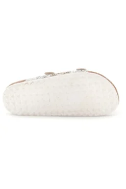 Ciabatte Beige con Strass e Doppia Fibbia Pitt kids 14501