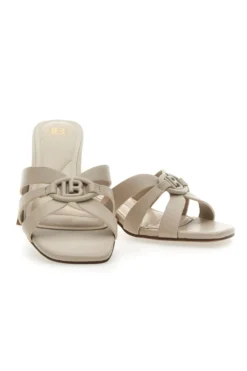 Ciabatte Beige Con Tacco A Blocco Laura Biagiotti 9028
