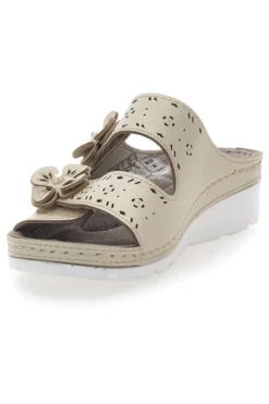 Ciabatte beige traforate con doppia fibbia comfort TIGLIO 54344